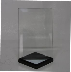4"x6" thin glass with 3"x3" wood base 