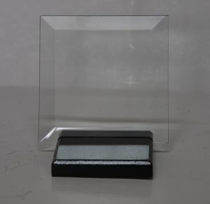 4"x4" thin glass with 3"x3" wood base 